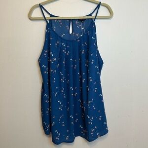 Zenobia Women’s NWT Blue Floral Sz 3XL XXXL Cami Tank Loose Fit Spaghetti Strap